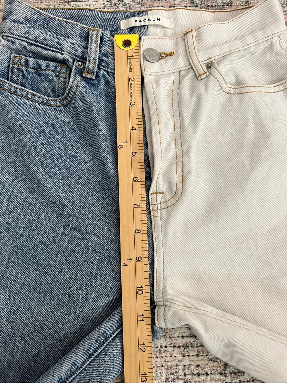 PacSun Two Tone Colorblock Straight Leg Jeans Raw Hem Womens 0 100% Cotton - Picture 8 of 14